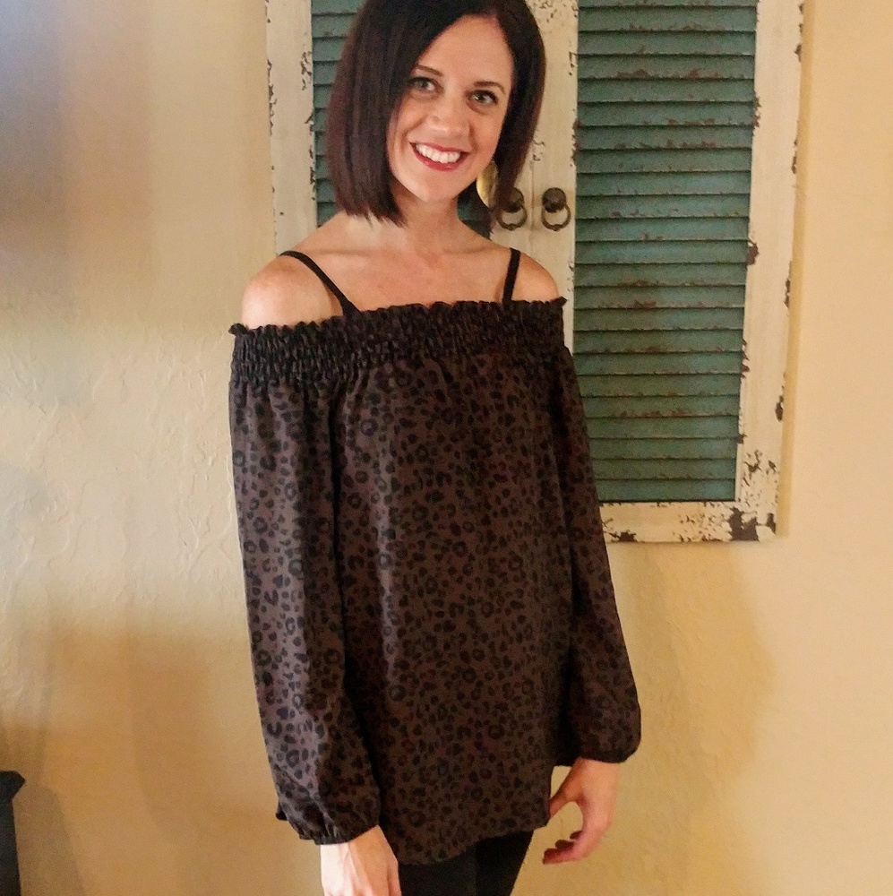 Leopard Off Shoulder Top